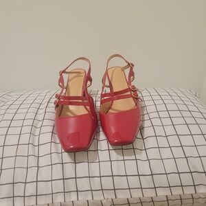 Elegant Red Women's Patent Leather Chunky Heel